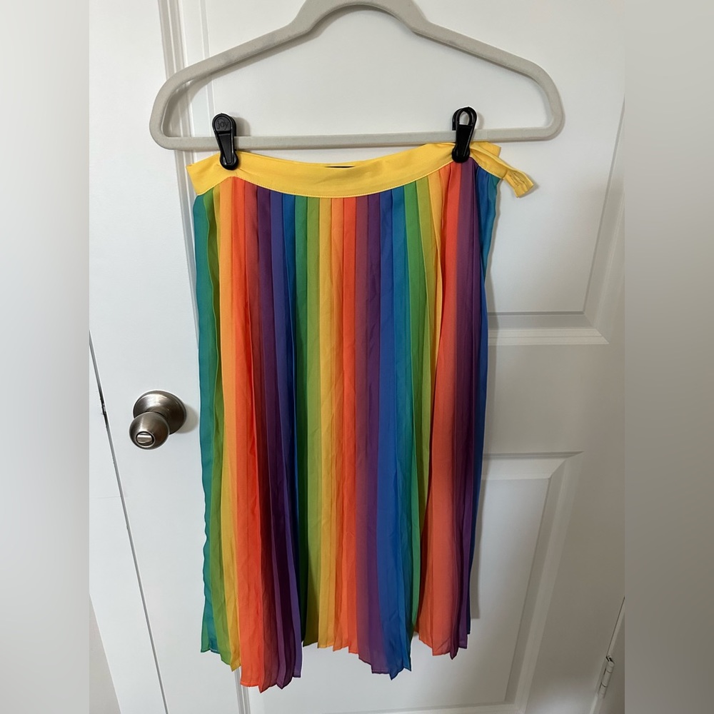ModCloth Rainbow pleated midi skirt